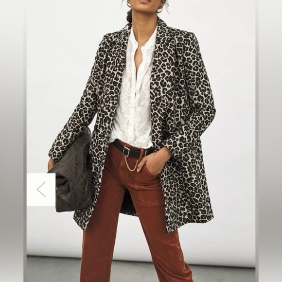 NWT Anthropologie Gianna Leopard Print Coat 14  L XL - Picture 2 of 5